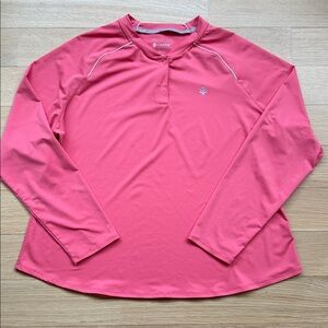 Coolibar Match Point Henley Women Pink UPF 50+ Long Sleeve Tennis Top Size XXL